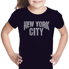 Load image into Gallery viewer, NYC NEIGHBORHOODS - Girl&#39;s Word Art T-Shirt