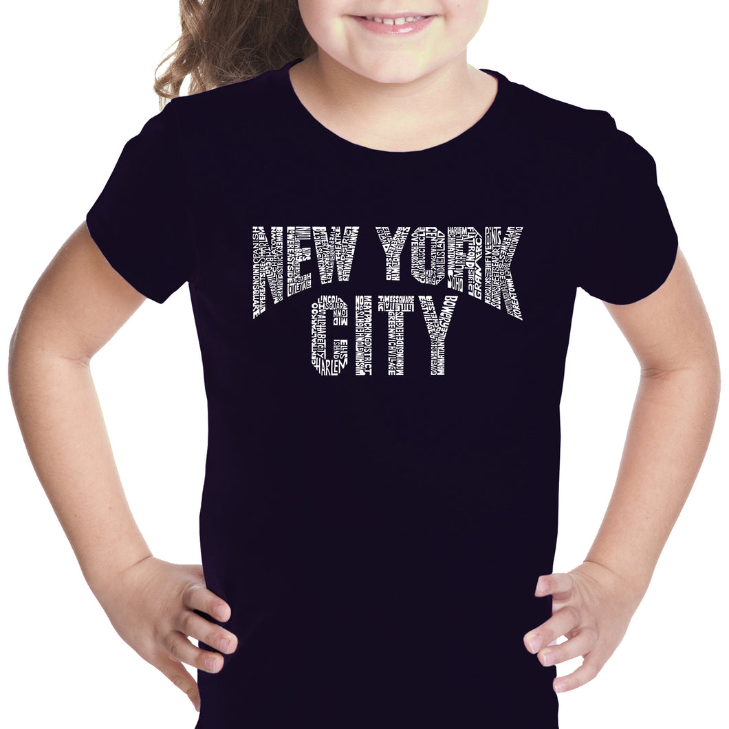 NYC NEIGHBORHOODS - Girl's Word Art T-Shirt
