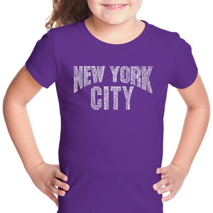 NYC NEIGHBORHOODS - Girl's Word Art T-Shirt