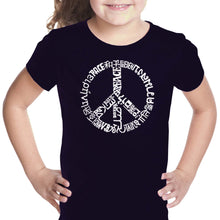 Load image into Gallery viewer, THE WORD PEACE IN 20 LANGUAGES - Girl&#39;s Word Art T-Shirt