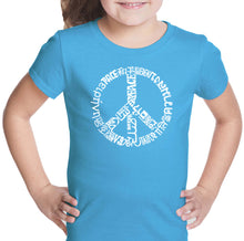 Load image into Gallery viewer, THE WORD PEACE IN 20 LANGUAGES - Girl&#39;s Word Art T-Shirt