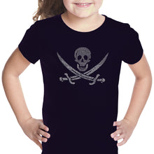 Load image into Gallery viewer, LYRICS TO A LEGENDARY PIRATE SONG - Girl&#39;s Word Art T-Shirt