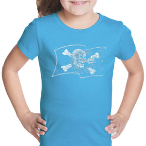 FAMOUS PIRATE CAPTAINS AND SHIPS - Girl's Word Art T-Shirt