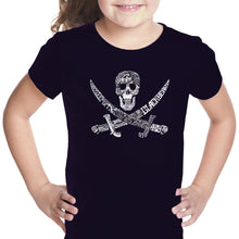 Load image into Gallery viewer, PIRATE CAPTAINS, SHIPS AND IMAGERY - Girl&#39;s Word Art T-Shirt