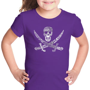 PIRATE CAPTAINS, SHIPS AND IMAGERY - Girl's Word Art T-Shirt