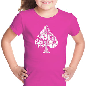 ORDER OF WINNING POKER HANDS - Girl's Word Art T-Shirt