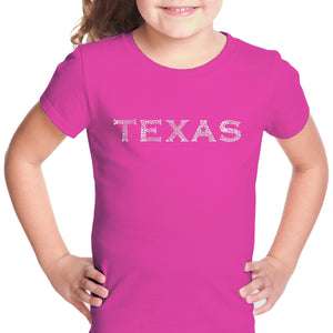 THE GREAT CITIES OF TEXAS - Girl's Word Art T-Shirt
