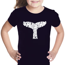 Load image into Gallery viewer, SAVE THE WHALES - Girl&#39;s Word Art T-Shirt