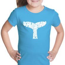 Load image into Gallery viewer, SAVE THE WHALES - Girl&#39;s Word Art T-Shirt