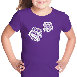 DIFFERENT ROLLS THROWN IN THE GAME OF CRAPS - Girl's Word Art T-Shirt