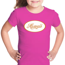 Load image into Gallery viewer, HAWAIIAN ISLAND NAMES &amp; IMAGERY - Girl&#39;s Word Art T-Shirt