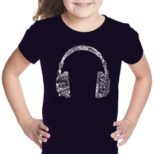 Load image into Gallery viewer, Music in Different Languages Headphones - Girl&#39;s Word Art T-Shirt