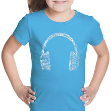 Load image into Gallery viewer, Music in Different Languages Headphones - Girl&#39;s Word Art T-Shirt