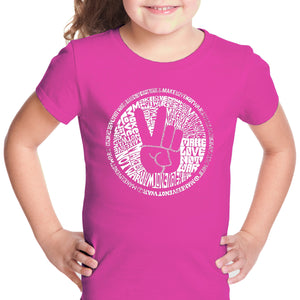 MAKE LOVE NOT WAR - Girl's Word Art T-Shirt