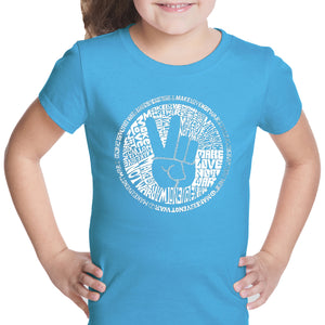 MAKE LOVE NOT WAR - Girl's Word Art T-Shirt