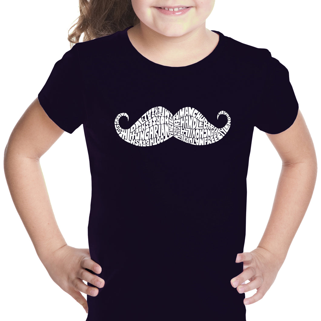 WAYS TO STYLE A MOUSTACHE - Girl's Word Art T-Shirt