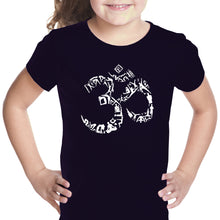 Load image into Gallery viewer, THE OM SYMBOL OUT OF YOGA POSES - Girl&#39;s Word Art T-Shirt