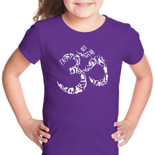 Load image into Gallery viewer, THE OM SYMBOL OUT OF YOGA POSES - Girl&#39;s Word Art T-Shirt
