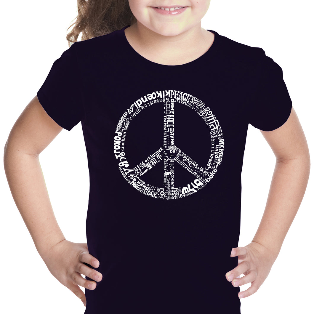 THE WORD PEACE IN 77 LANGUAGES - Girl's Word Art T-Shirt