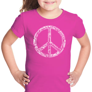 THE WORD PEACE IN 77 LANGUAGES - Girl's Word Art T-Shirt
