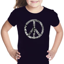 Load image into Gallery viewer, PEACE, LOVE, &amp; MUSIC - Girl&#39;s Word Art T-Shirt