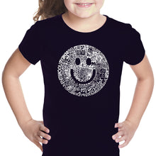 Load image into Gallery viewer, SMILE IN DIFFERENT LANGUAGES - Girl&#39;s Word Art T-Shirt