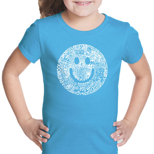 SMILE IN DIFFERENT LANGUAGES - Girl's Word Art T-Shirt