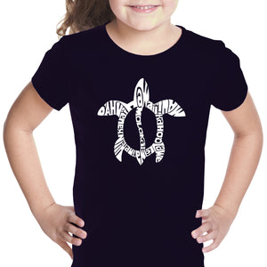 Honu Turtle Hawaiian Islands - Girl's Word Art T-Shirt
