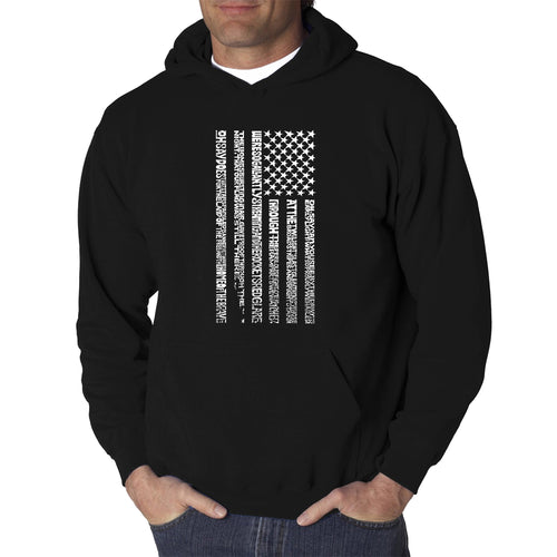 National Anthem Flag - Men's Word Art Hooded Sweatshirt