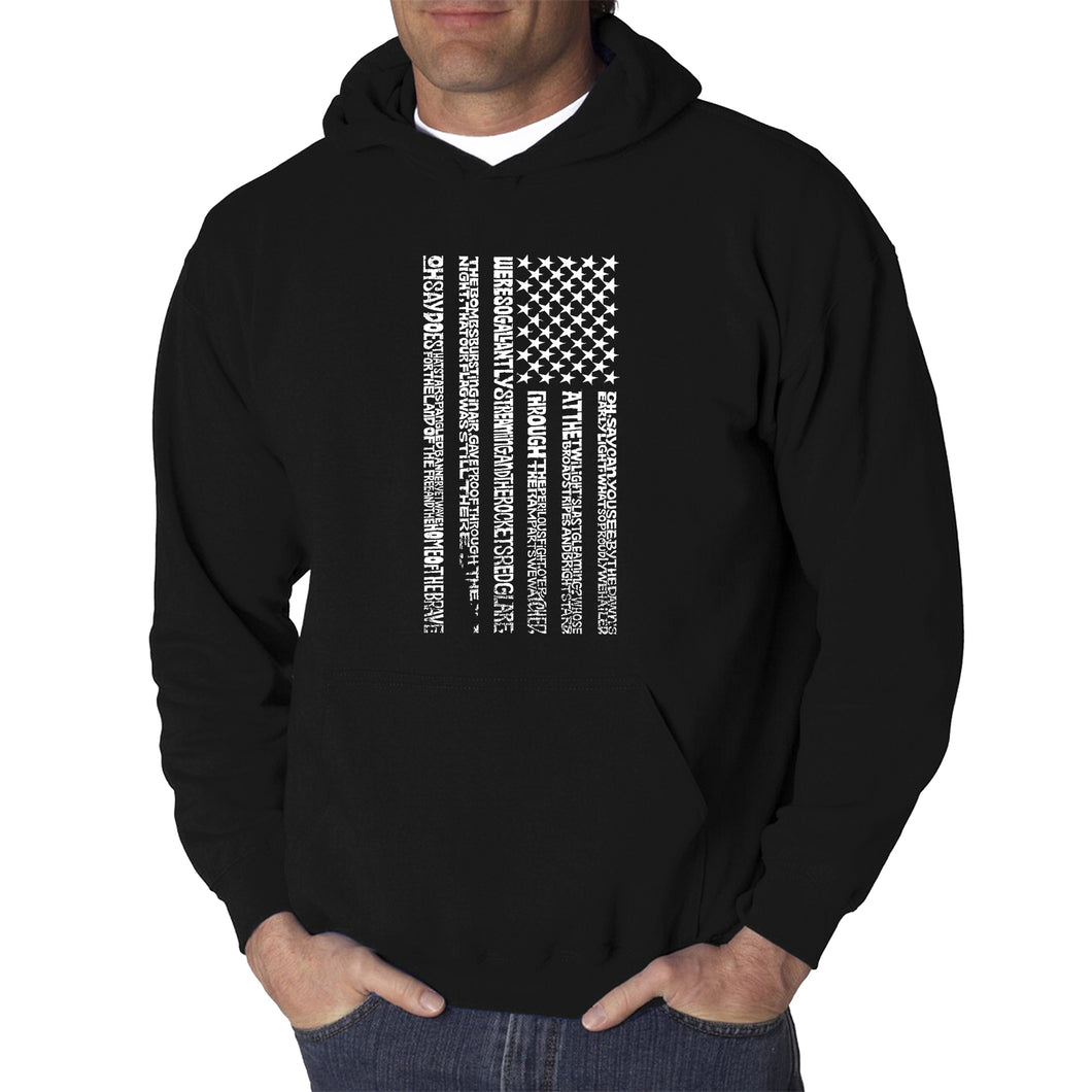 National Anthem Flag - Men's Word Art Hooded Sweatshirt