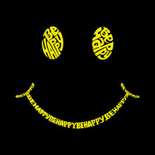 Load image into Gallery viewer, Be Happy Smiley Face  - Women&#39;s Word Art Crewneck Sweatshirt