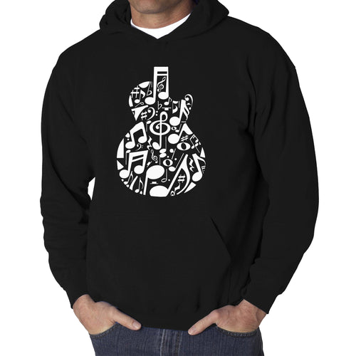 Music Notes Guitar - Men's Word Art Hooded Sweatshirt