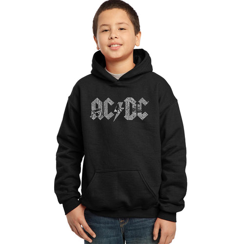 LA Pop Art Boy's Word Art Hooded Sweatshirt - AC/DC