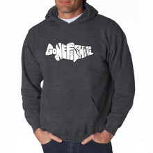 Load image into Gallery viewer, Bass Gone Fishing - Men&#39;s Word Art Hooded Sweatshirt
