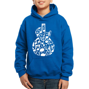 Music Notes Guitar - Boy's Word Art Hooded Sweatshirt