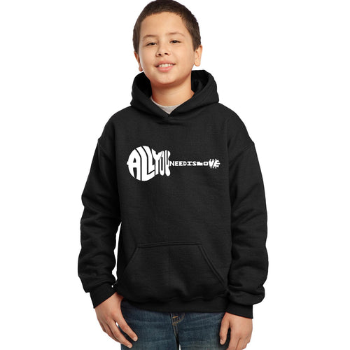 All You Need Is Love - Boy's Word Art Hooded Sweatshirt