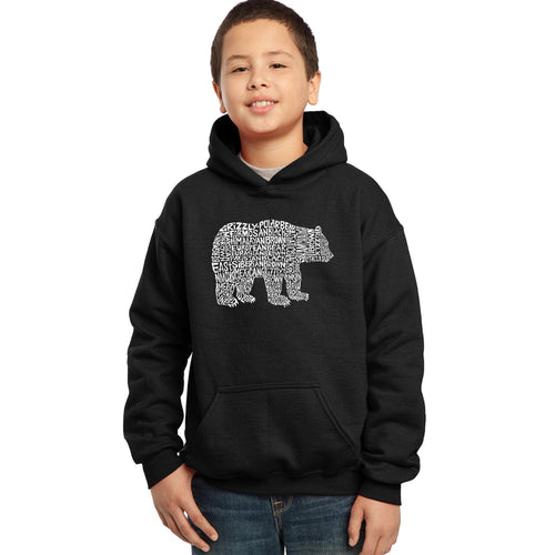 LA Pop Art Boy's Word Art Hooded Sweatshirt - Bear Species