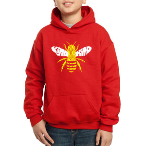 LA Pop Art Boy's Word Art Hooded Sweatshirt - Bee Kind