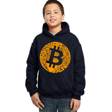 Load image into Gallery viewer, LA Pop Art Boy&#39;s Word Art Hooded Sweatshirt - Bitcoin