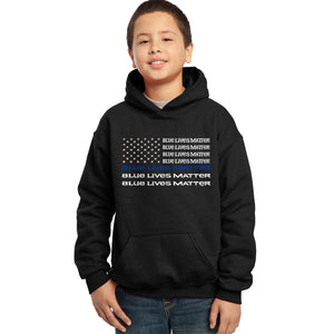 LA Pop Art Boy's Word Art Hooded Sweatshirt - Blue Lives Matter