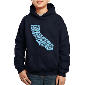 LA Pop Art Boy's Word Art Hooded Sweatshirt - California Hearts