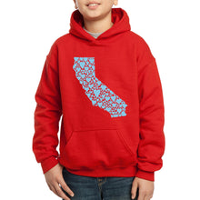 Load image into Gallery viewer, LA Pop Art Boy&#39;s Word Art Hooded Sweatshirt - California Hearts