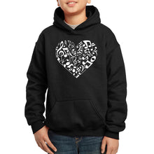 Load image into Gallery viewer, LA Pop Art Boy&#39;s Word Art Hooded Sweatshirt - Heart Notes