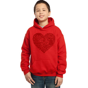 LA Pop Art Boy's Word Art Hooded Sweatshirt - Country Music Heart
