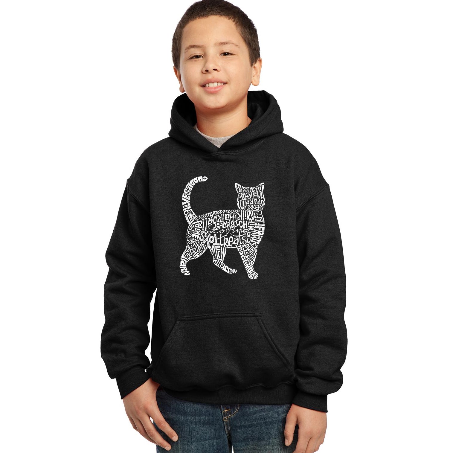 Cat Boy s Word Art Hooded Sweatshirt LA Pop Art