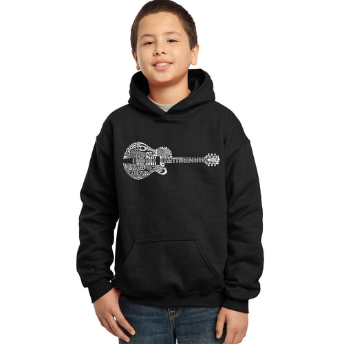 Country Guitar - Boy's Word Art Hooded Sweatshirt