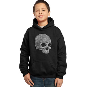 LA Pop Art Boy's Word Art Hooded Sweatshirt - Dead Inside Skull