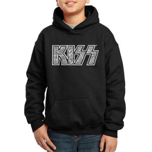 Load image into Gallery viewer, LA Pop Art Boy&#39;s Word Art Hooded Sweatshirt - KISS Classic Logo