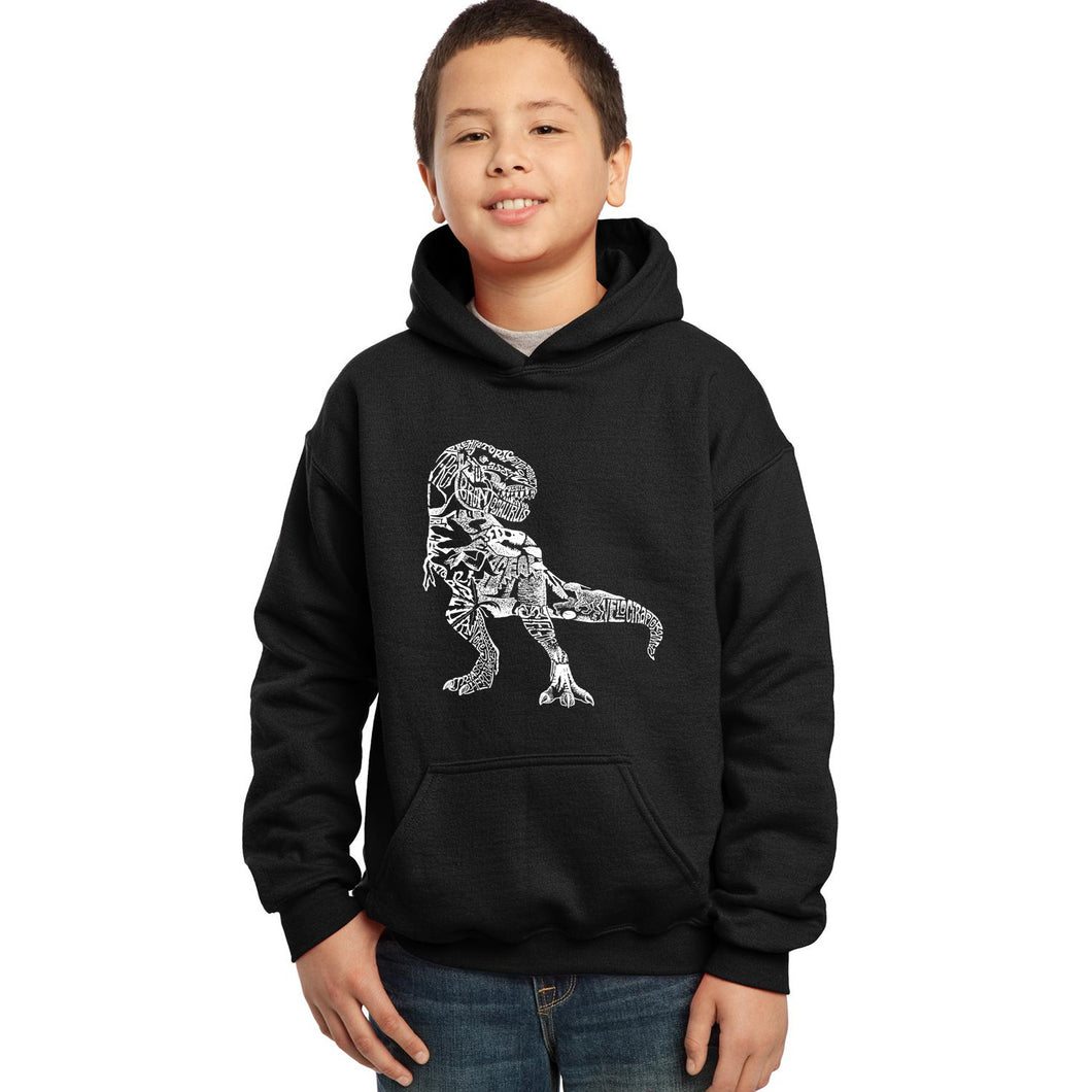 LA Pop Art Boy's Word Art Hooded Sweatshirt - Dino Pics