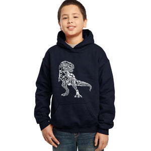 LA Pop Art Boy's Word Art Hooded Sweatshirt - Dino Pics